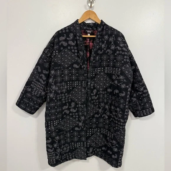 Johnny Was Workshop Ruth Quilted Kimono Jacket Coat Black XL - Picture 8 of 16